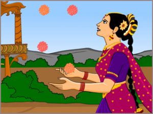 வசந்தவல்லி பந்தடிக்கிறாள் .